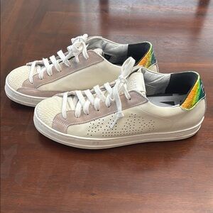 P448 White and Beige Sneakers with Iridescent Detail EU size 38